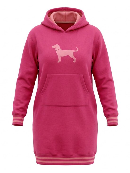 The Black Dog Dresses & Skirts - The Black Dog SZ L/XL Long Sleeve Hooded Sweatshirt Dress Pink Oversized‎